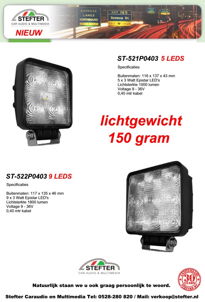 Werklampen lichtgewicht 2016